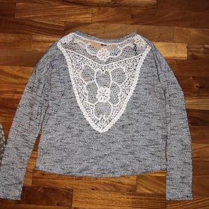 Grey Crochet Back Sweater